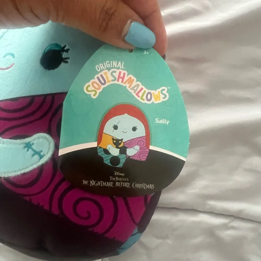 Squishmallow Colorful Plush Sally Doll with Cat, Nightmare Before Christmas